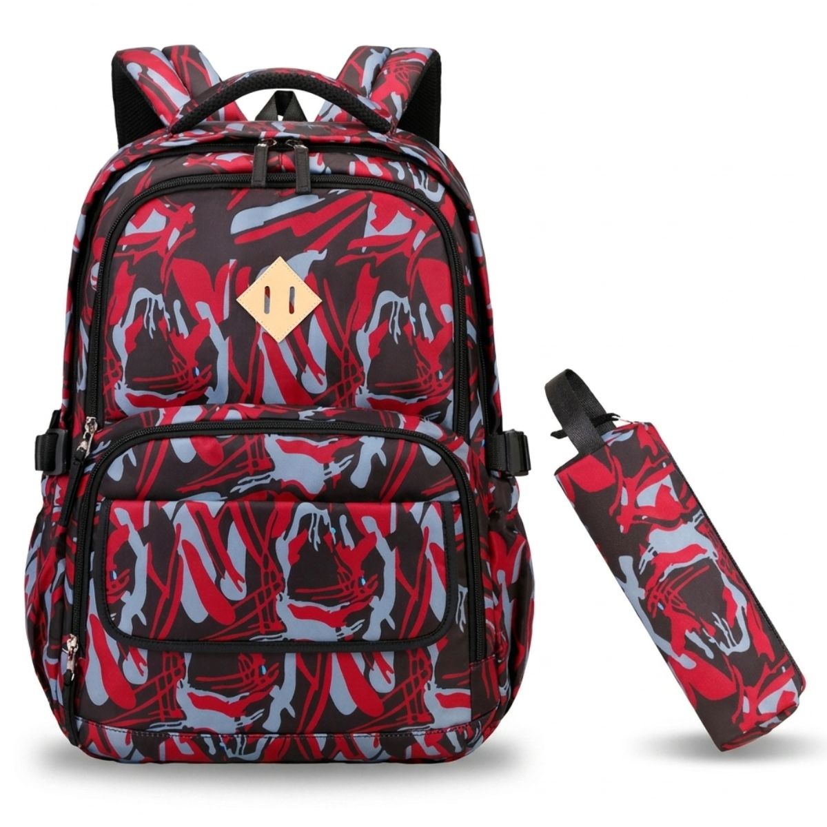 Sac scolaire tempête psychédélique | Trousse assortie incluse | Oxford résistant | Grande capacité