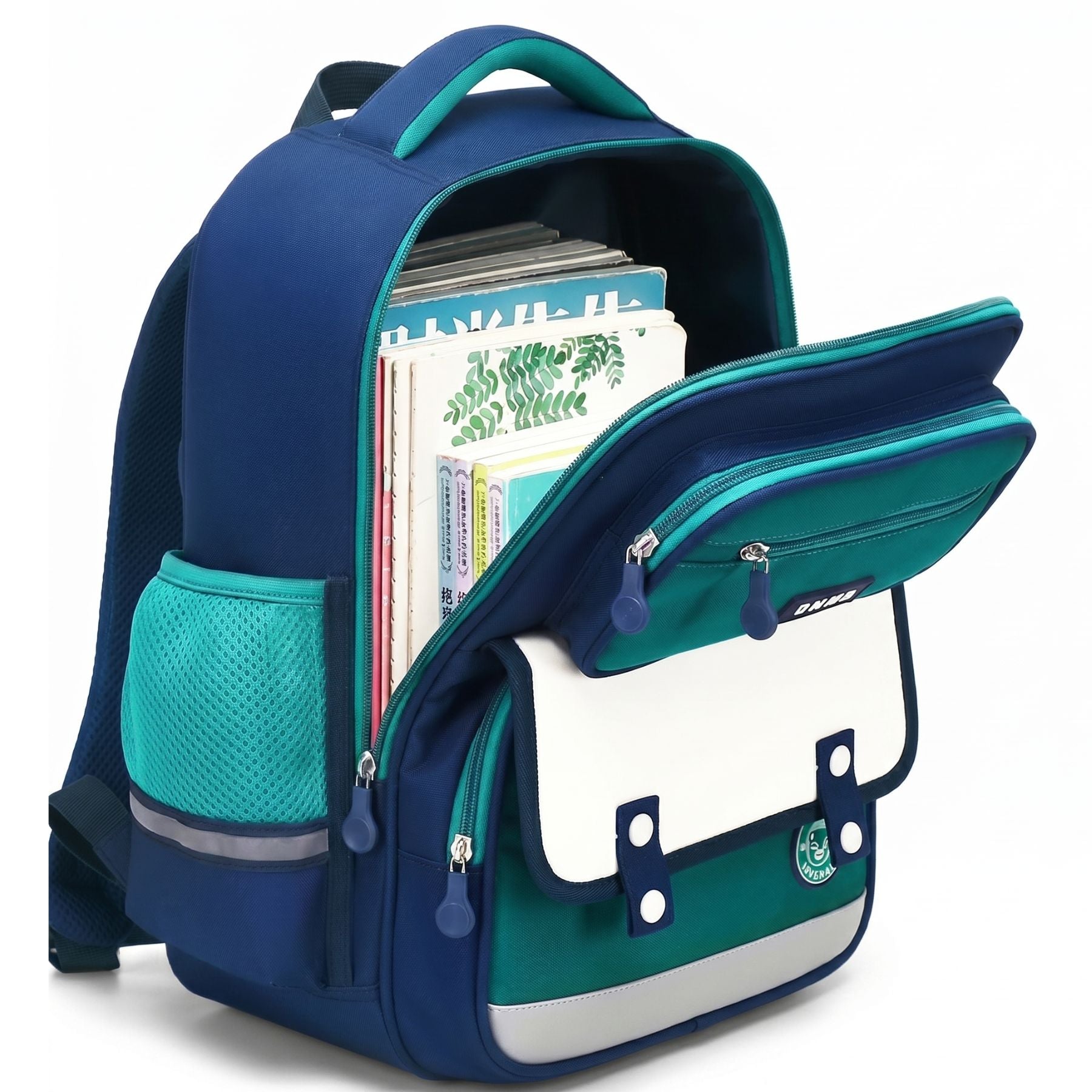 Sac scolaire vert émeraude grand format | Tissu Oxford résistant | Grande capacité