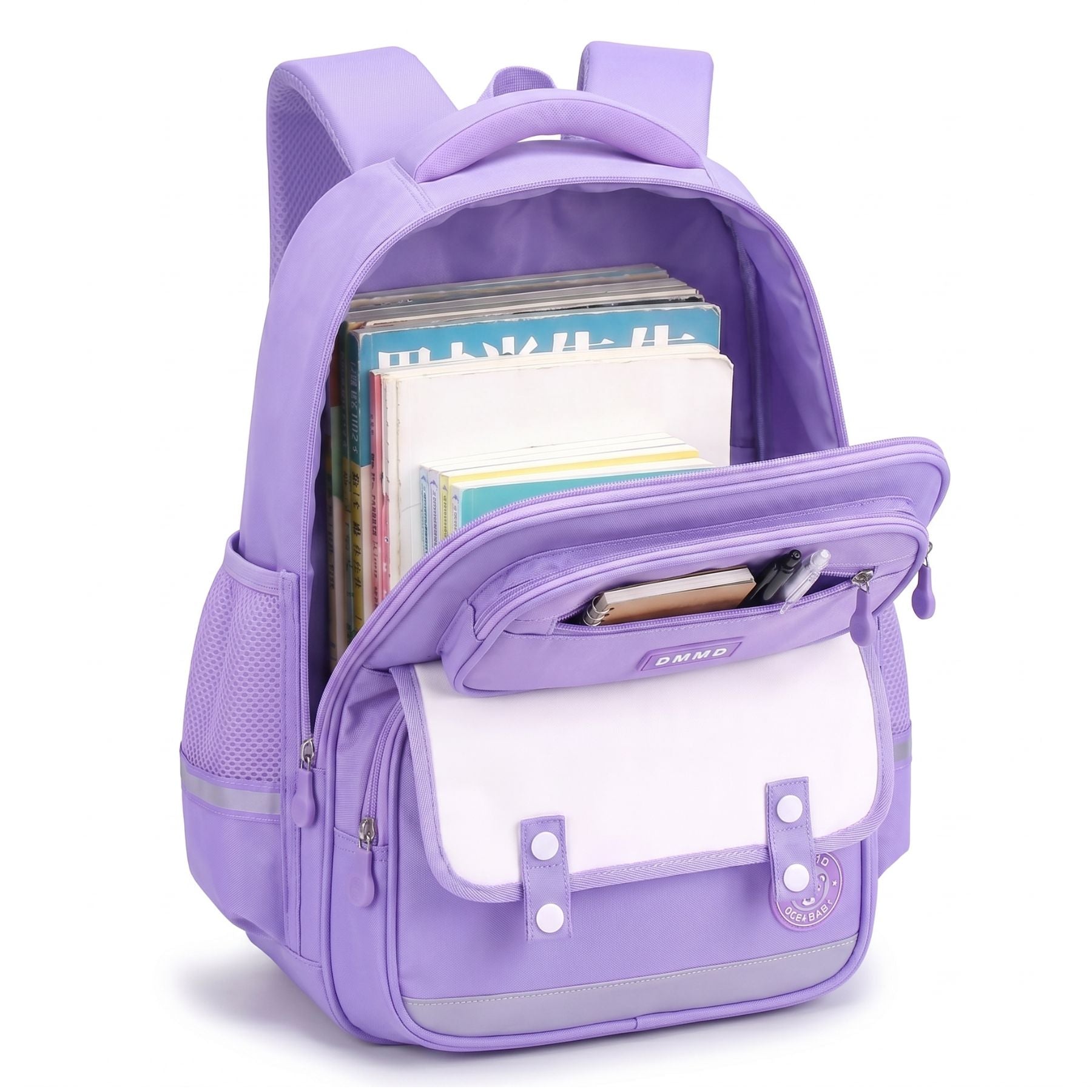 Sac scolaire violet grand format | Dos respirant renforcé | Tissu Oxford résistant | Grande capacité