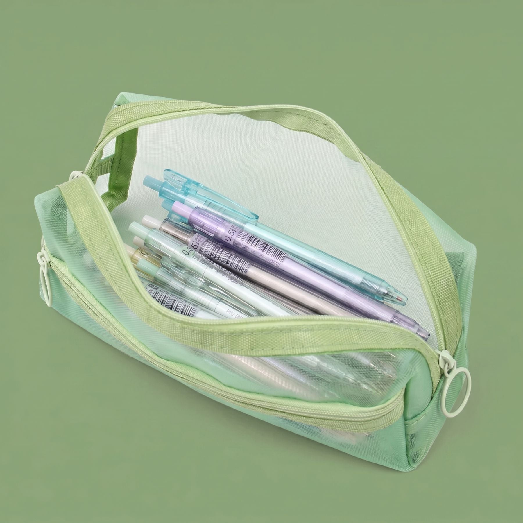 Trousse Étudiant Maille Transparente | Grande Capacité Double Zip | 4 Coloris Pastel | Collège Lycée