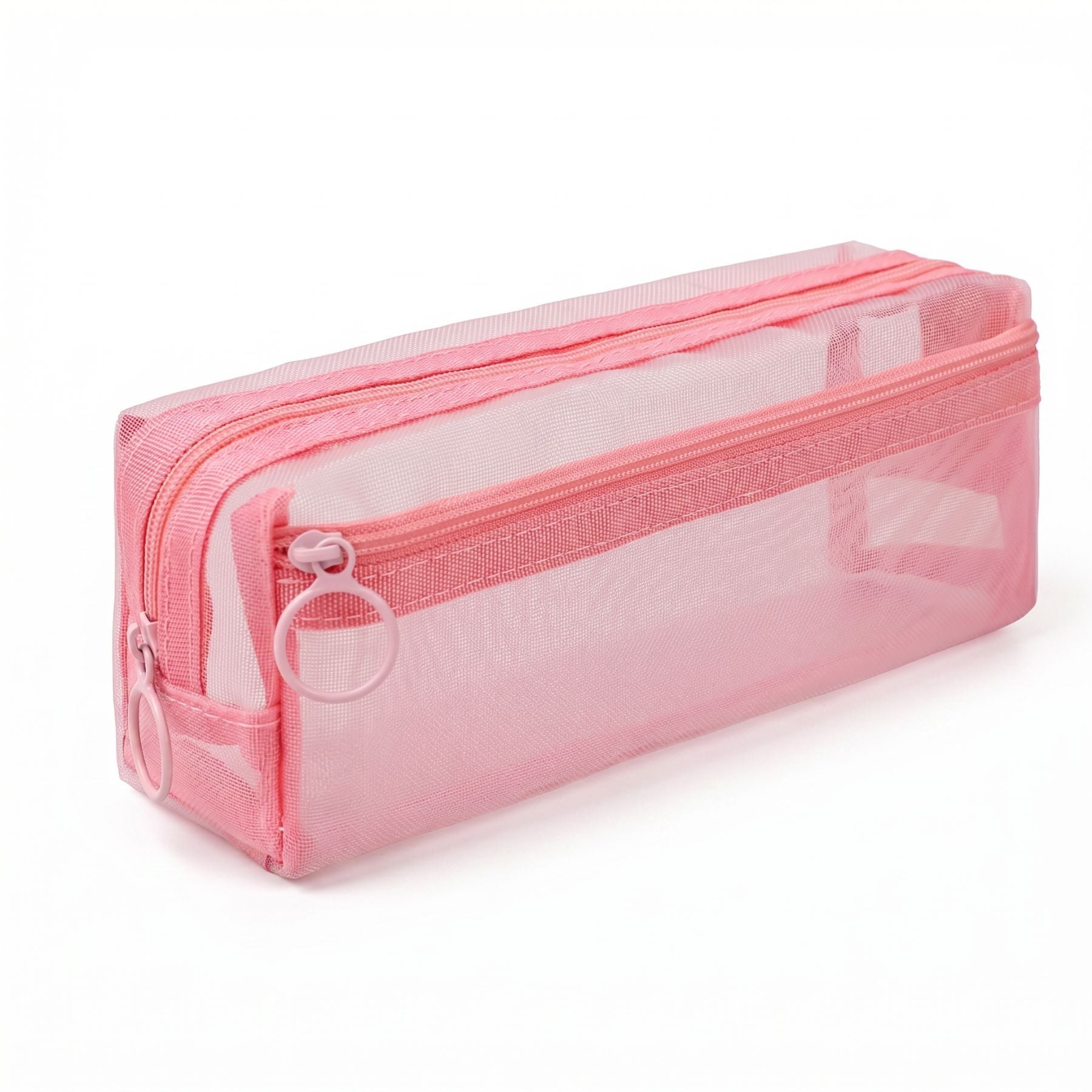 Trousse Étudiant Maille Transparente | Grande Capacité Double Zip | 4 Coloris Pastel | Collège Lycée