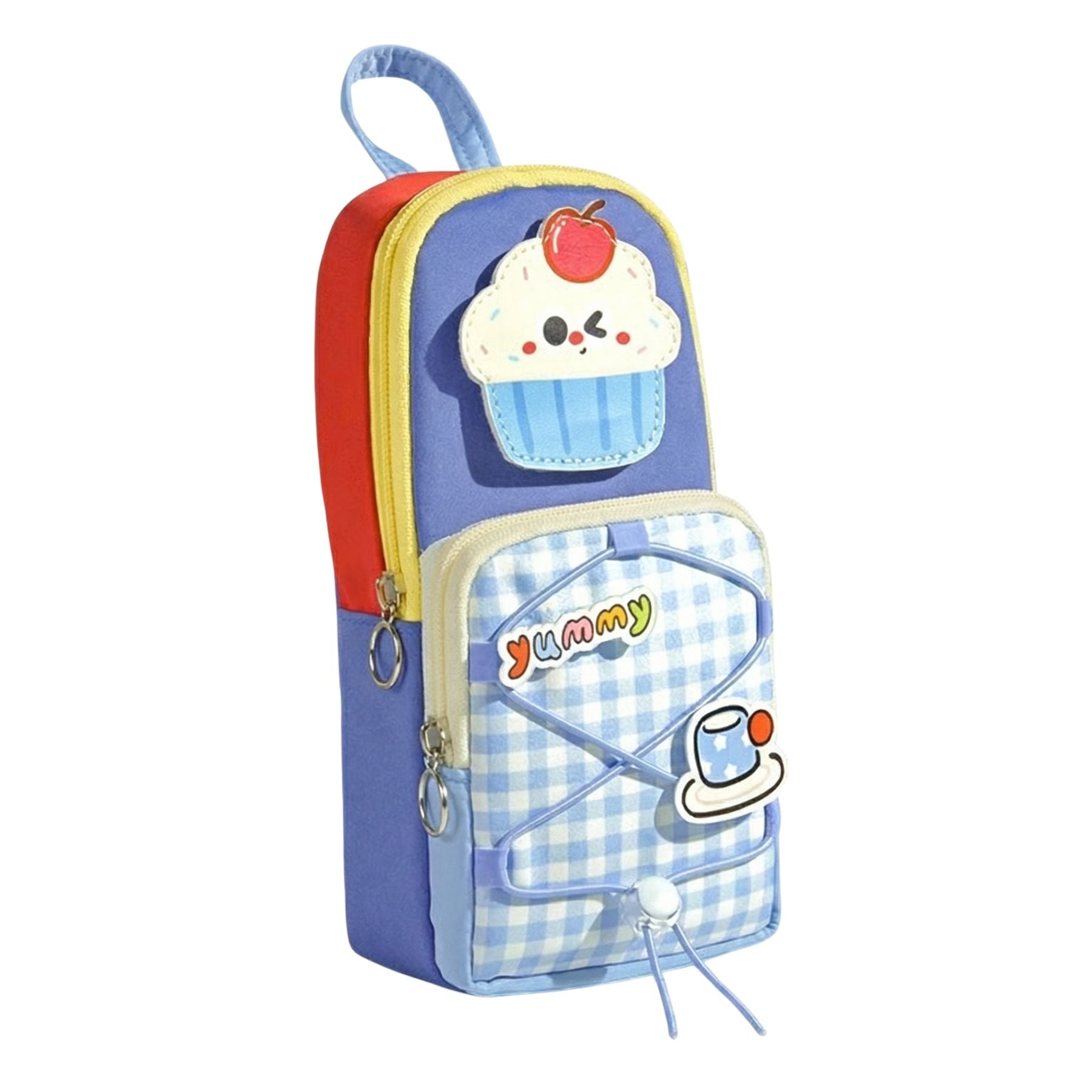 Trousse Kawaii Fille | Mini Sac à Dos Vichy | Motif Fruit Brodé | École Primaire