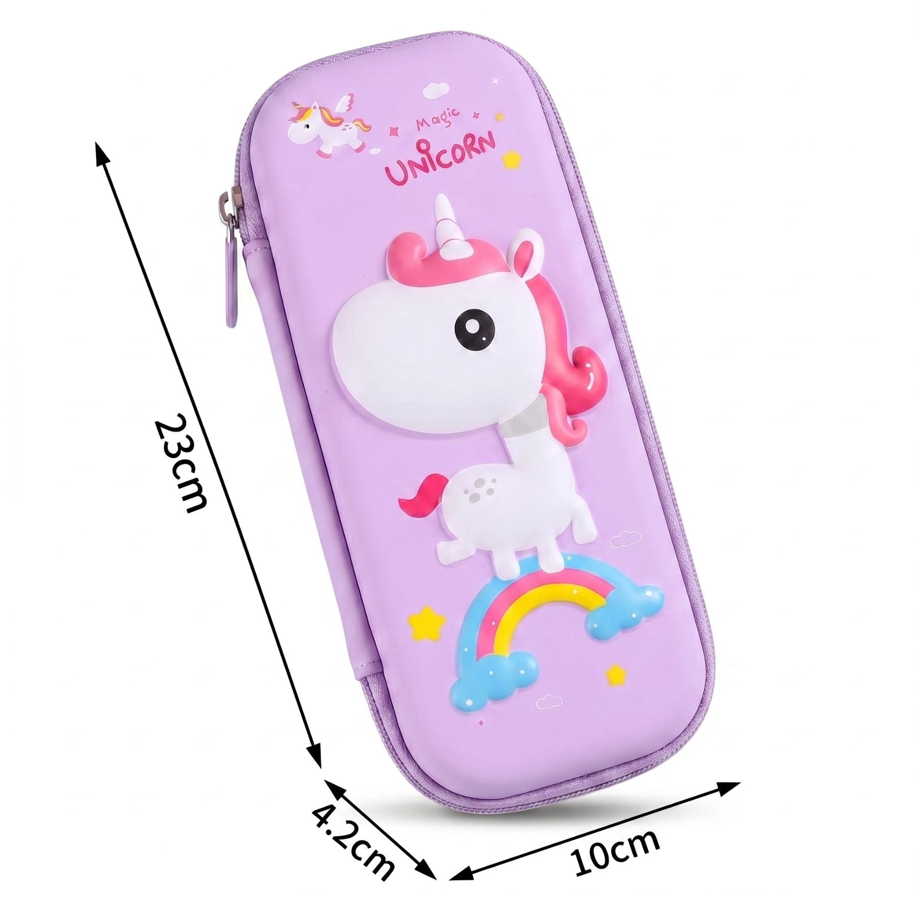 Trousse Kawaii Fille | Coque Rigide EVA | Licorne Arc-en-ciel  3D | Grande Capacité