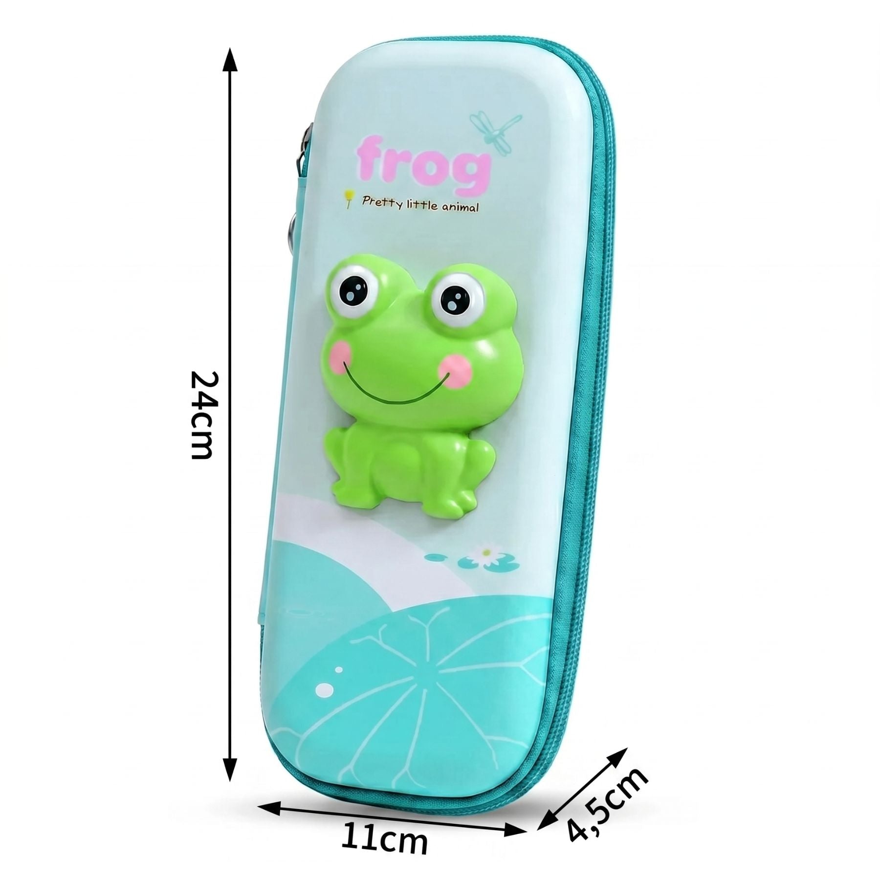 Trousse Scolaire 3D Animal Kawaii | Coque EVA Rigide | Grande Capacité | Grenouille en Relief