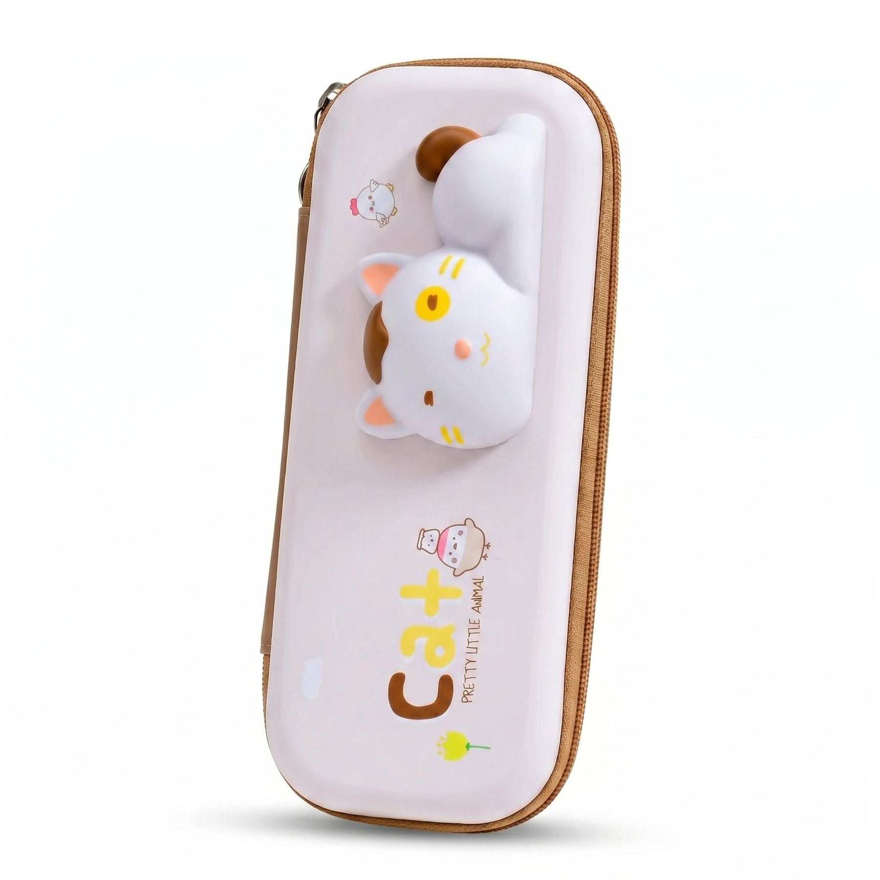 Trousse Scolaire 3D Chat Kawaii | Coque EVA Rigide | Grande Capacité | Figurine Anti-Stress en Relief