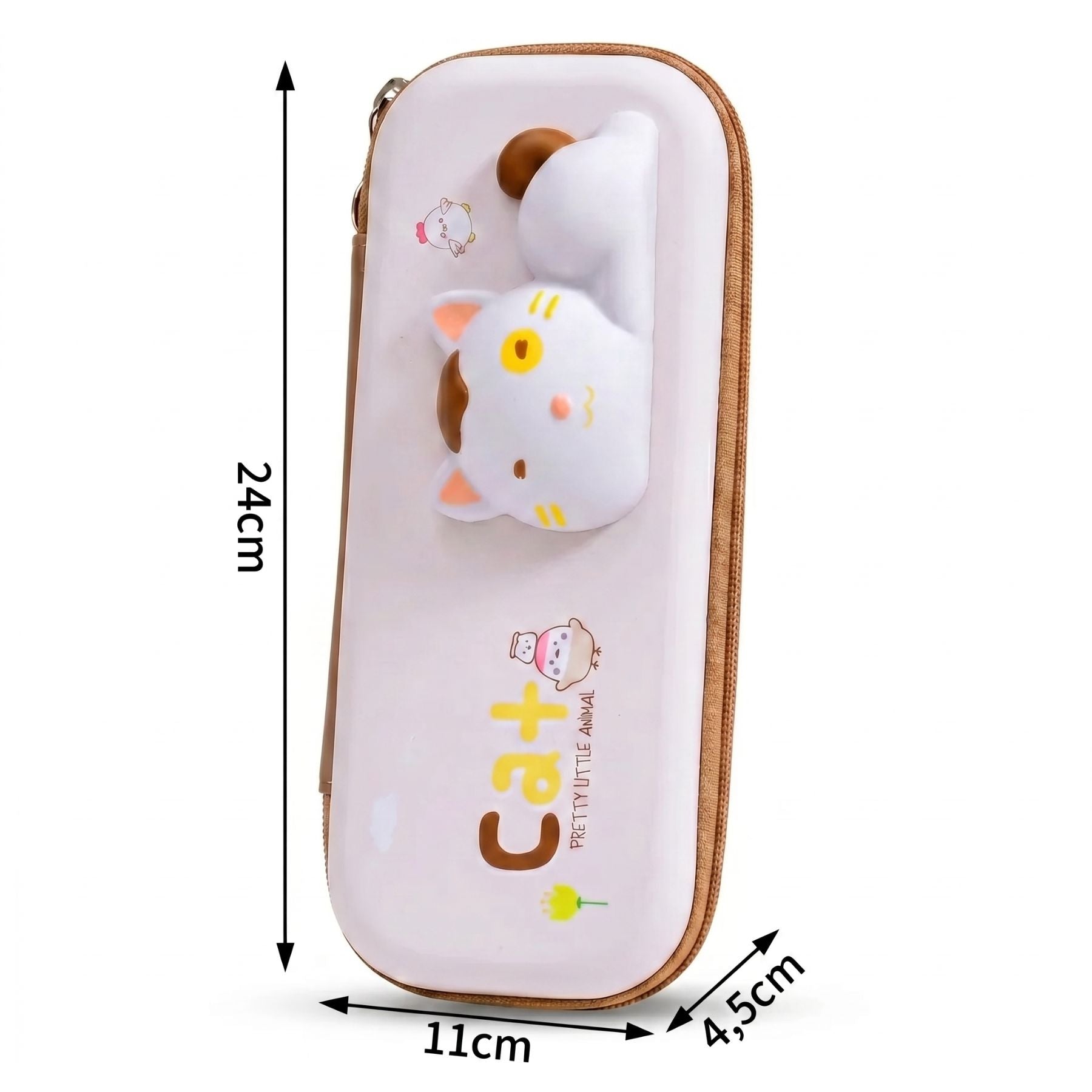 Trousse Scolaire 3D Chat Kawaii | Coque EVA Rigide | Grande Capacité | Figurine Anti-Stress en Relief