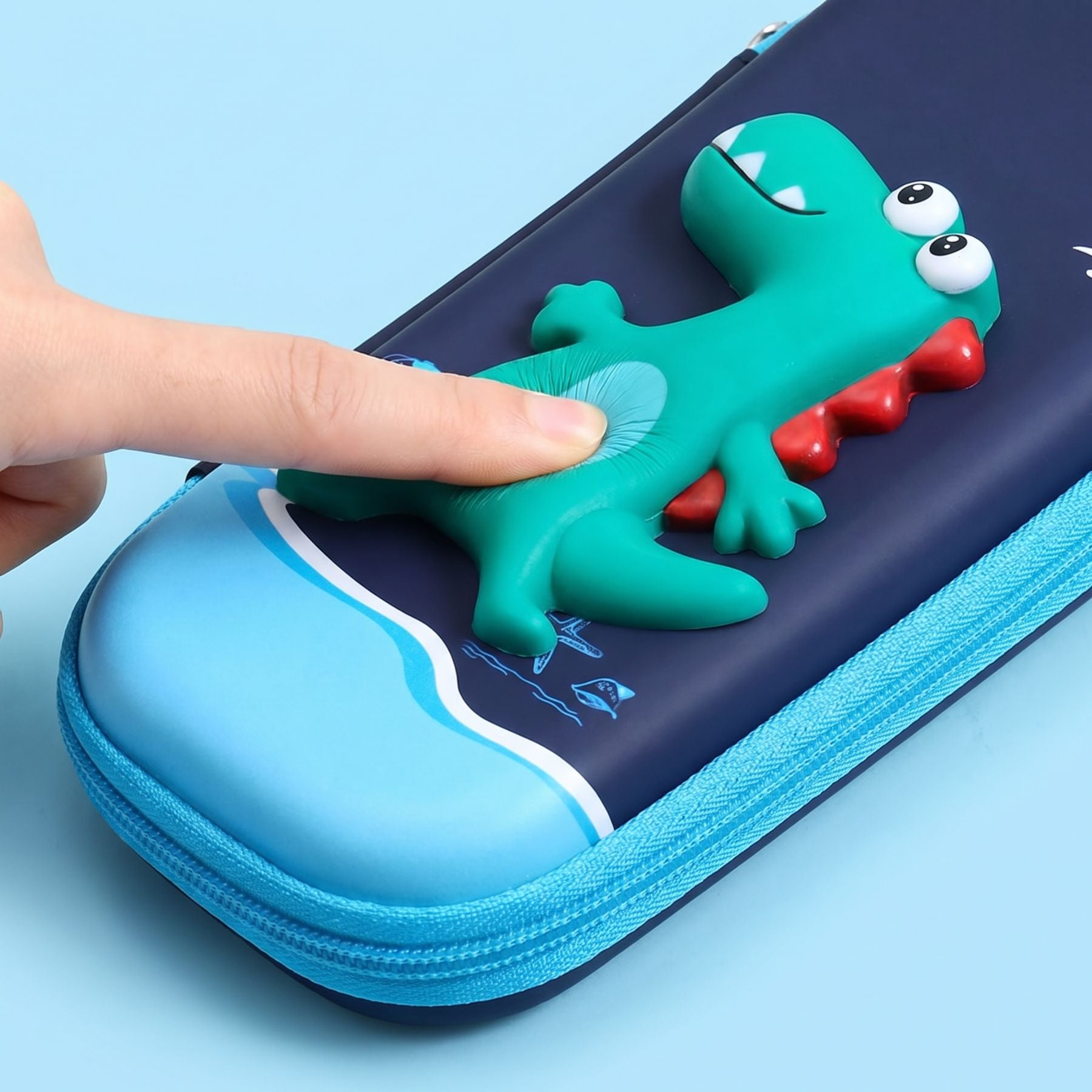Trousse Scolaire Garçon Dinosaure 3D | Coque EVA Rigide | Grande Capacité | Figurine Anti-Stress en Relief