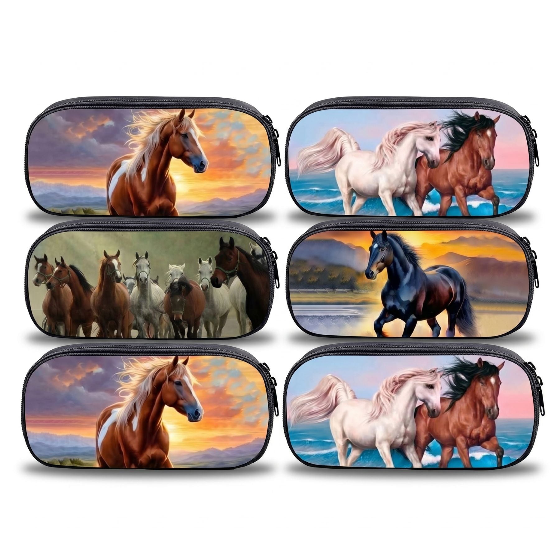 Trousse scolaire cheval | Grande capacité | Fermeture zippée | Rangement pratique au quotidien