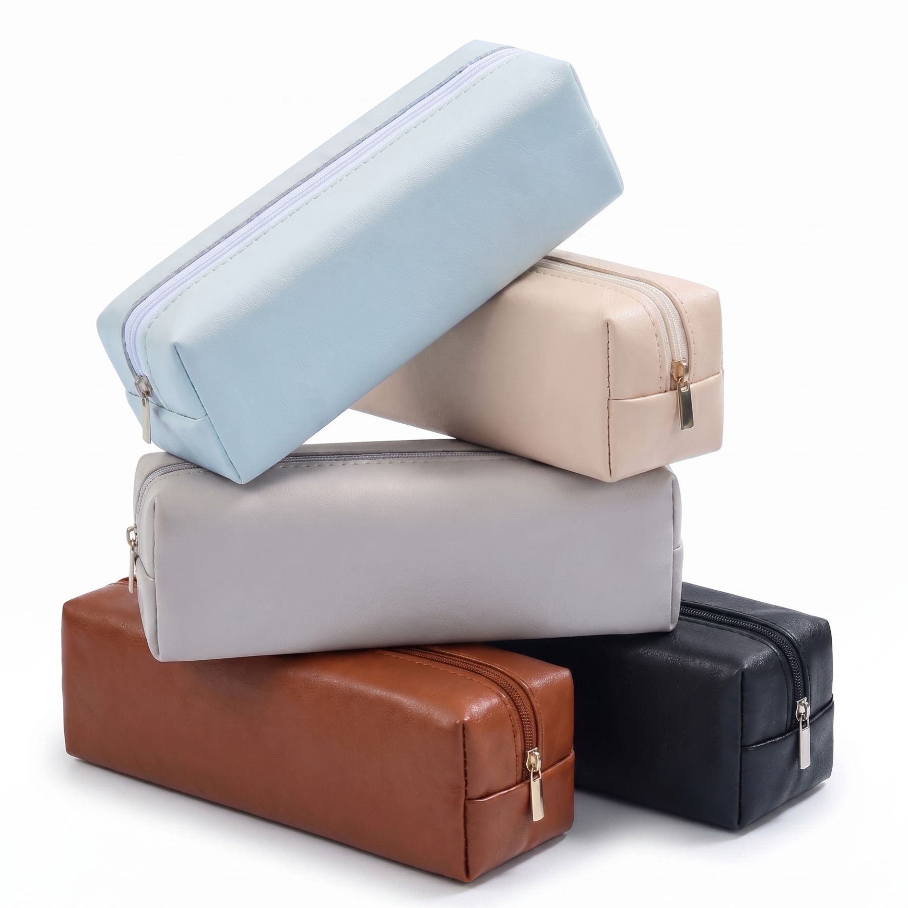 Trousse scolaire design épuré | Cuir PU résistant | Grande capacité | Rangement rapide