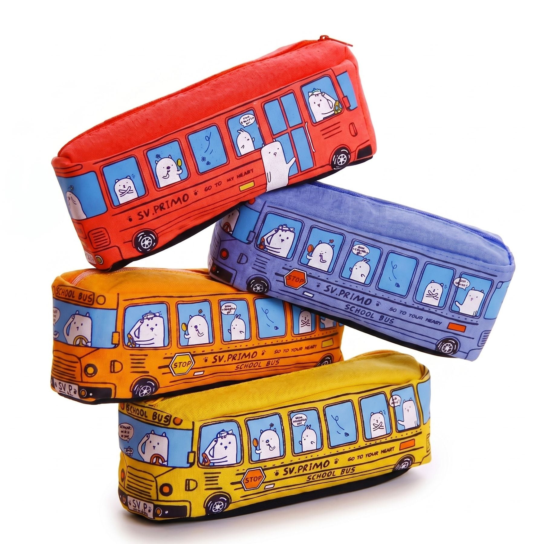 Trousse scolaire maternelle | Design bus | Grande capacité | Fermeture zippée | Parfaite pour l’école