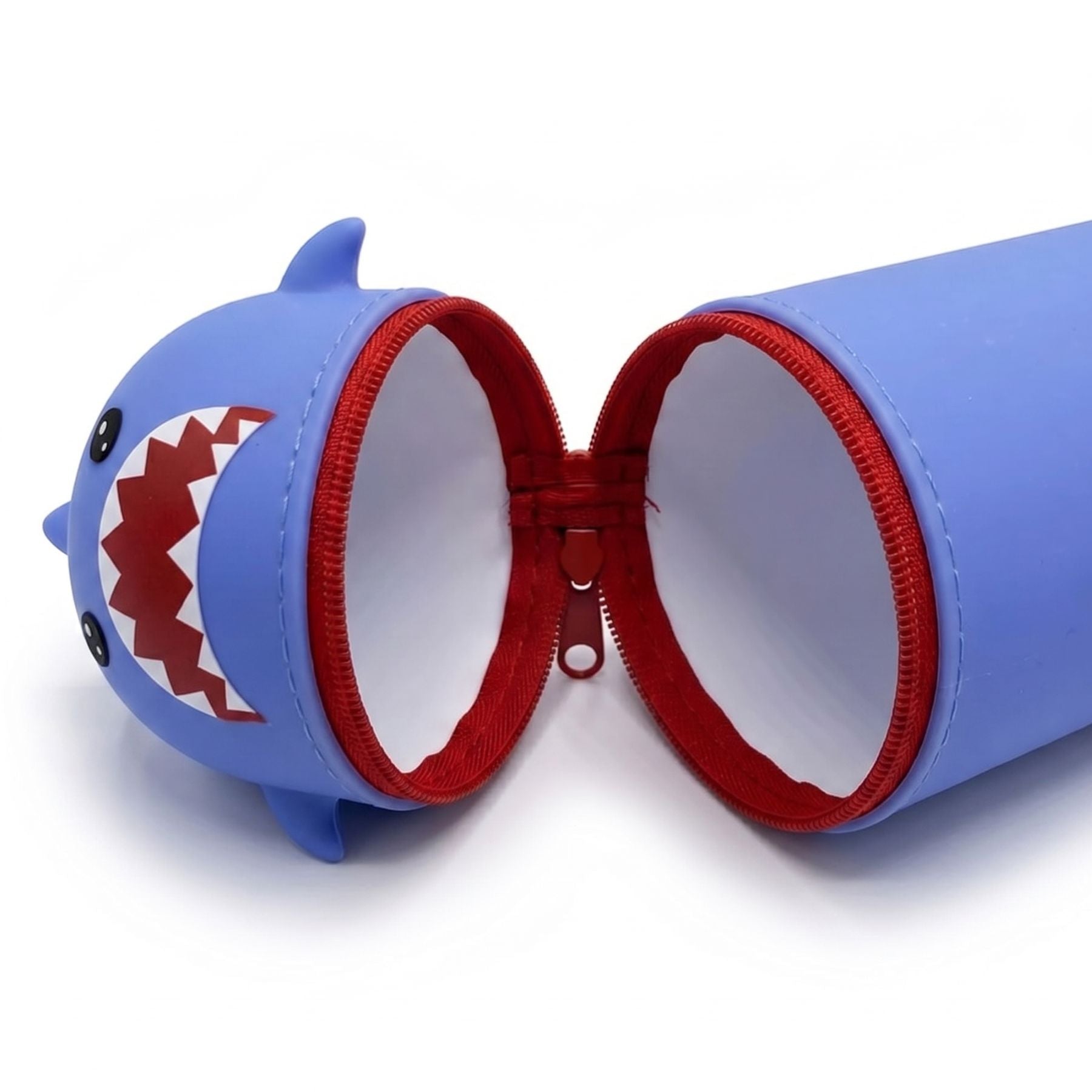 Trousse requin bleu en silicone | Motif cartoon | Grande capacité | Pratique et durable pour l’école