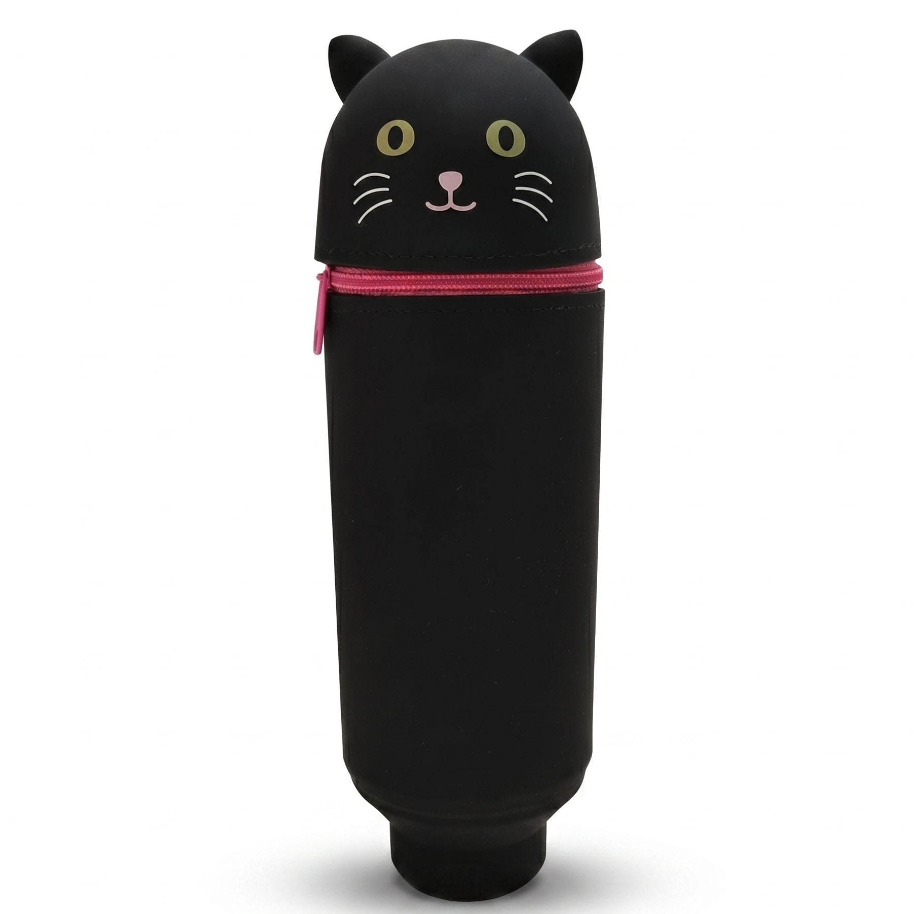 Trousse crayon chat noir en silicone | Motif cartoon | Grande capacité | Facile à transporter et à nettoyer