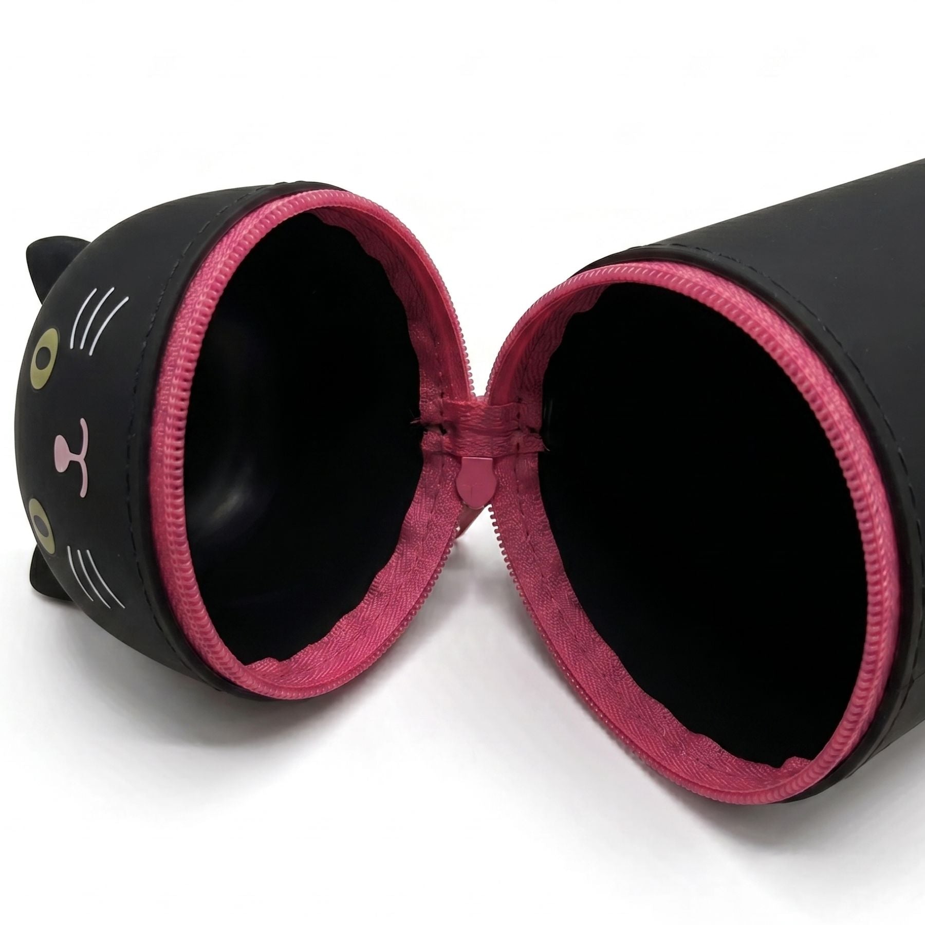 Trousse crayon chat noir en silicone | Motif cartoon | Grande capacité | Facile à transporter et à nettoyer