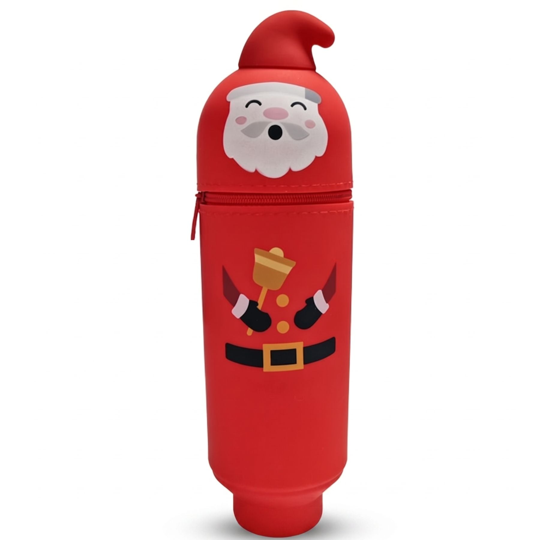 Trousse enfant en silicone | Motif Père Noël | Format rigide zippé | Solide et lavable facilement