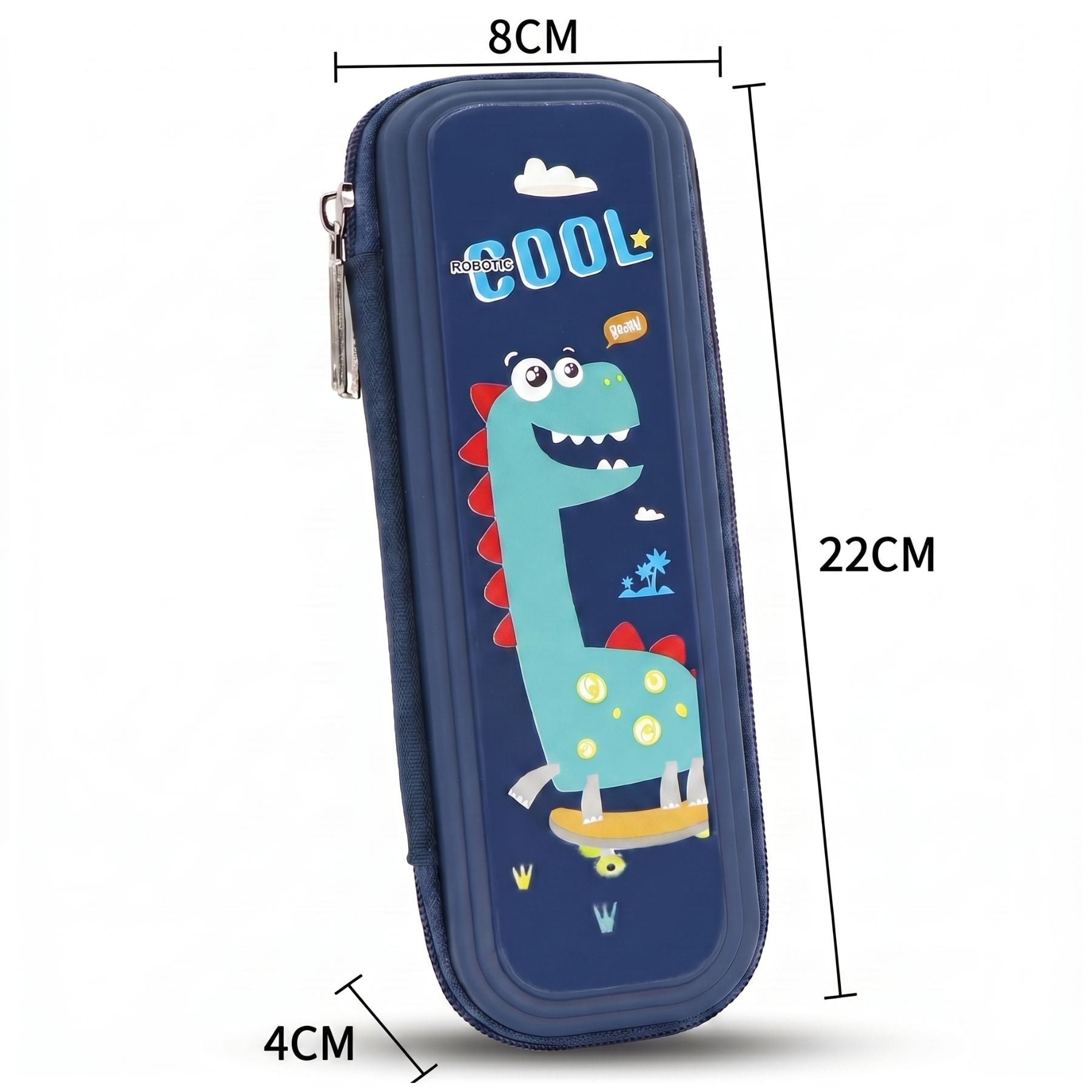 Trousse scolaire dinosaure | Coque rigide résistante | Compartiment unique zippé | Grande capacité | Idéale pour un rangement efficace