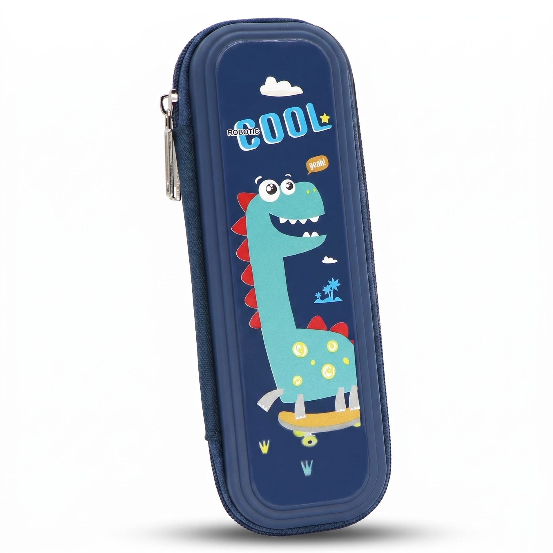 Trousse scolaire dinosaure | Coque rigide résistante | Compartiment unique zippé | Grande capacité | Idéale pour un rangement efficace