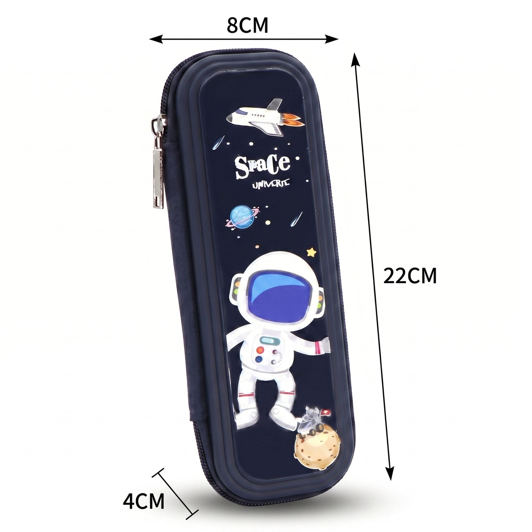 Trousse scolaire astronaute | Coque rigide résistante | Compartiment unique zippé | Grande capacité | Rangement pratique
