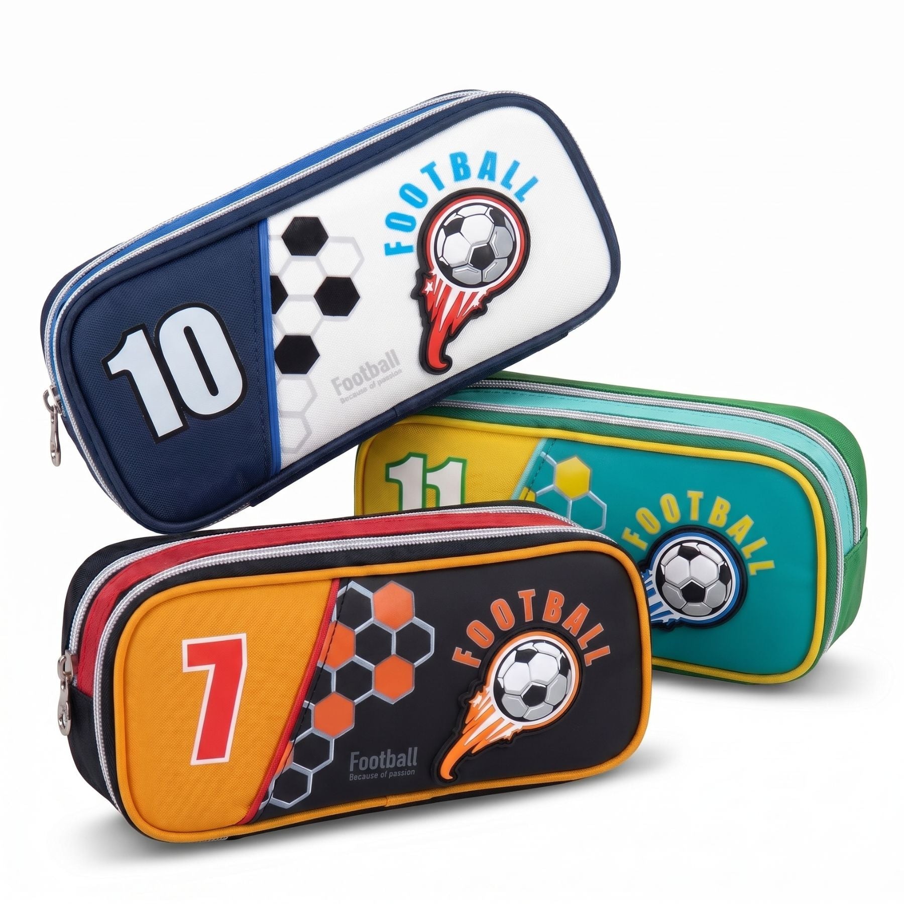 Trousse scolaire football | Tissu Oxford durable | Double compartiment zippé | Idéale pour organiser les fournitures
