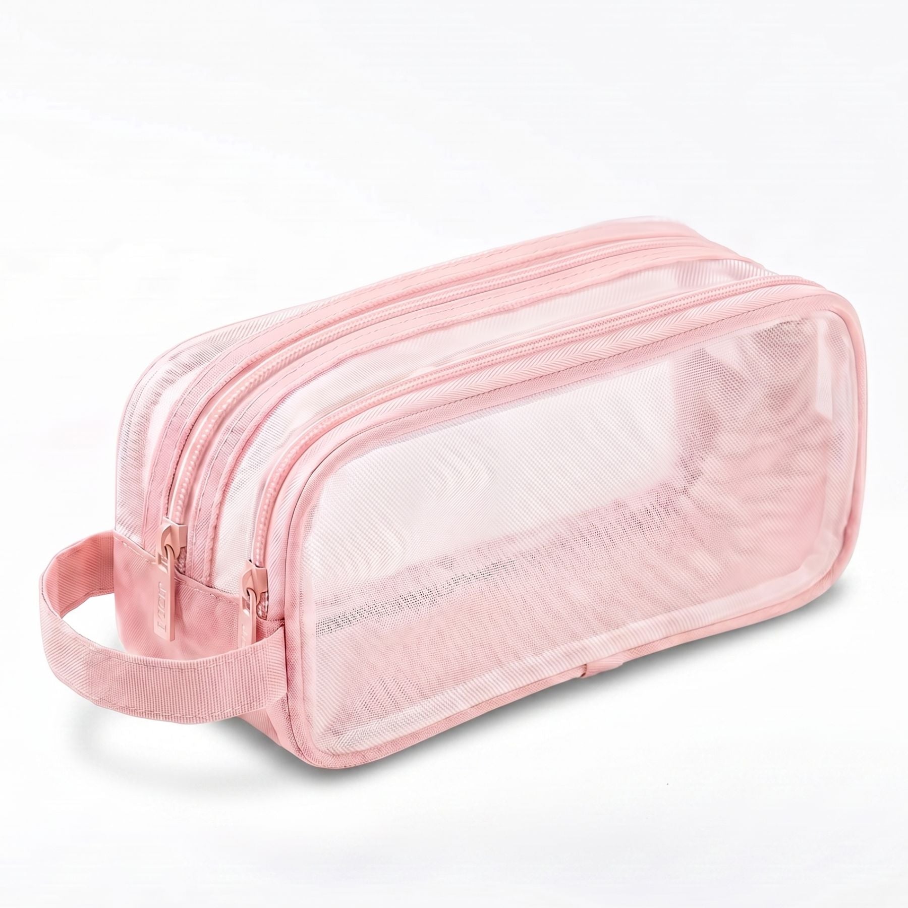 Transparent Mesh Pencil Case | Double Compartment | Wide Opening | Organised Storage
