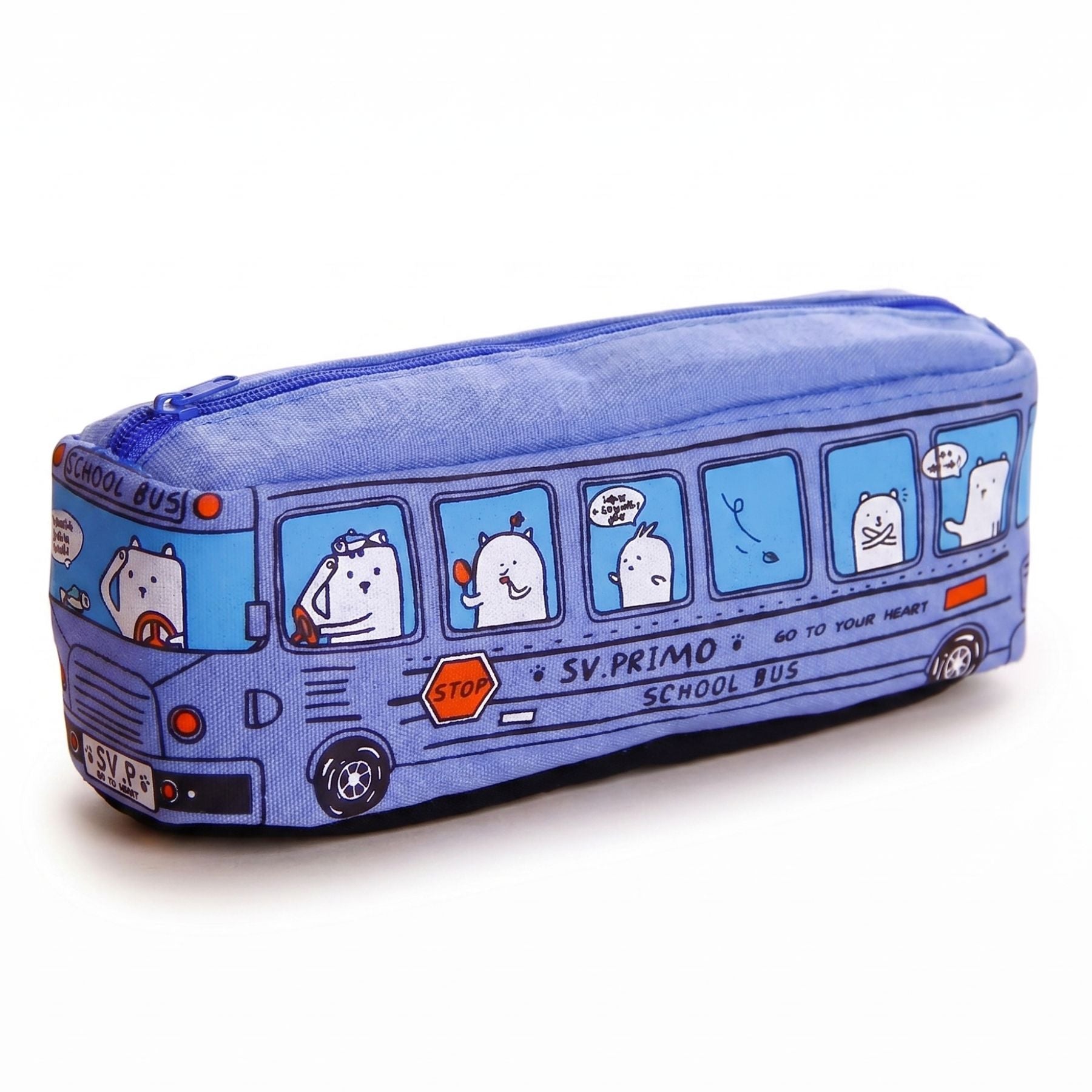 Trousse scolaire maternelle | Design bus | Grande capacité | Fermeture zippée | Parfaite pour l’école