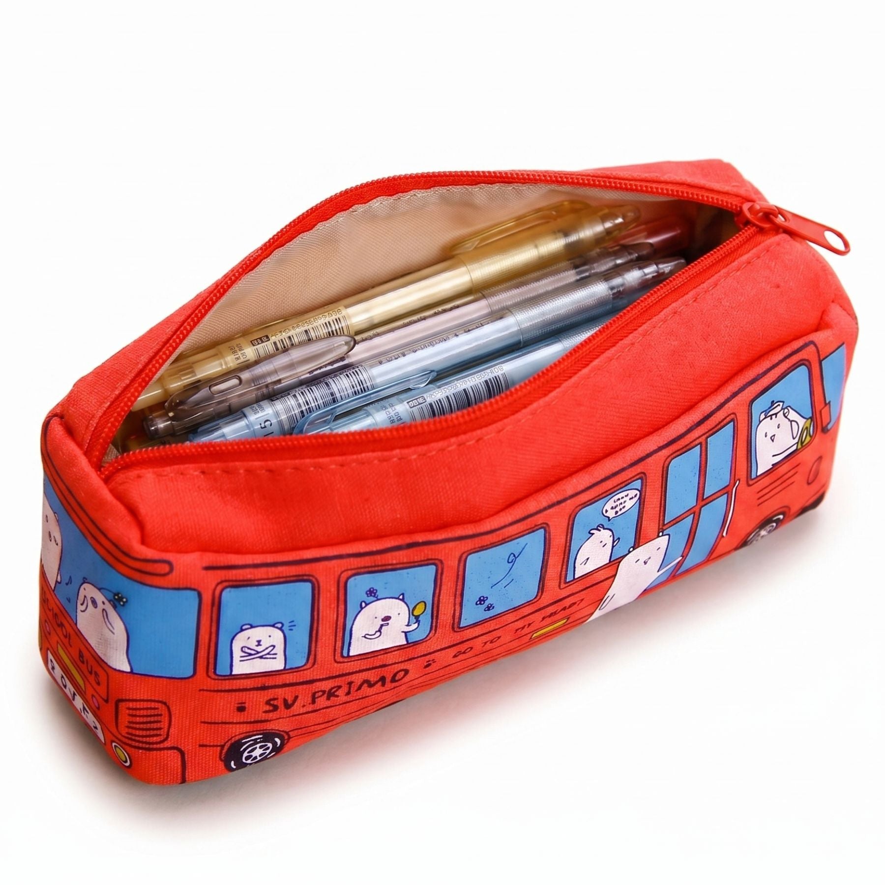Trousse scolaire maternelle | Design bus | Grande capacité | Fermeture zippée | Parfaite pour l’école