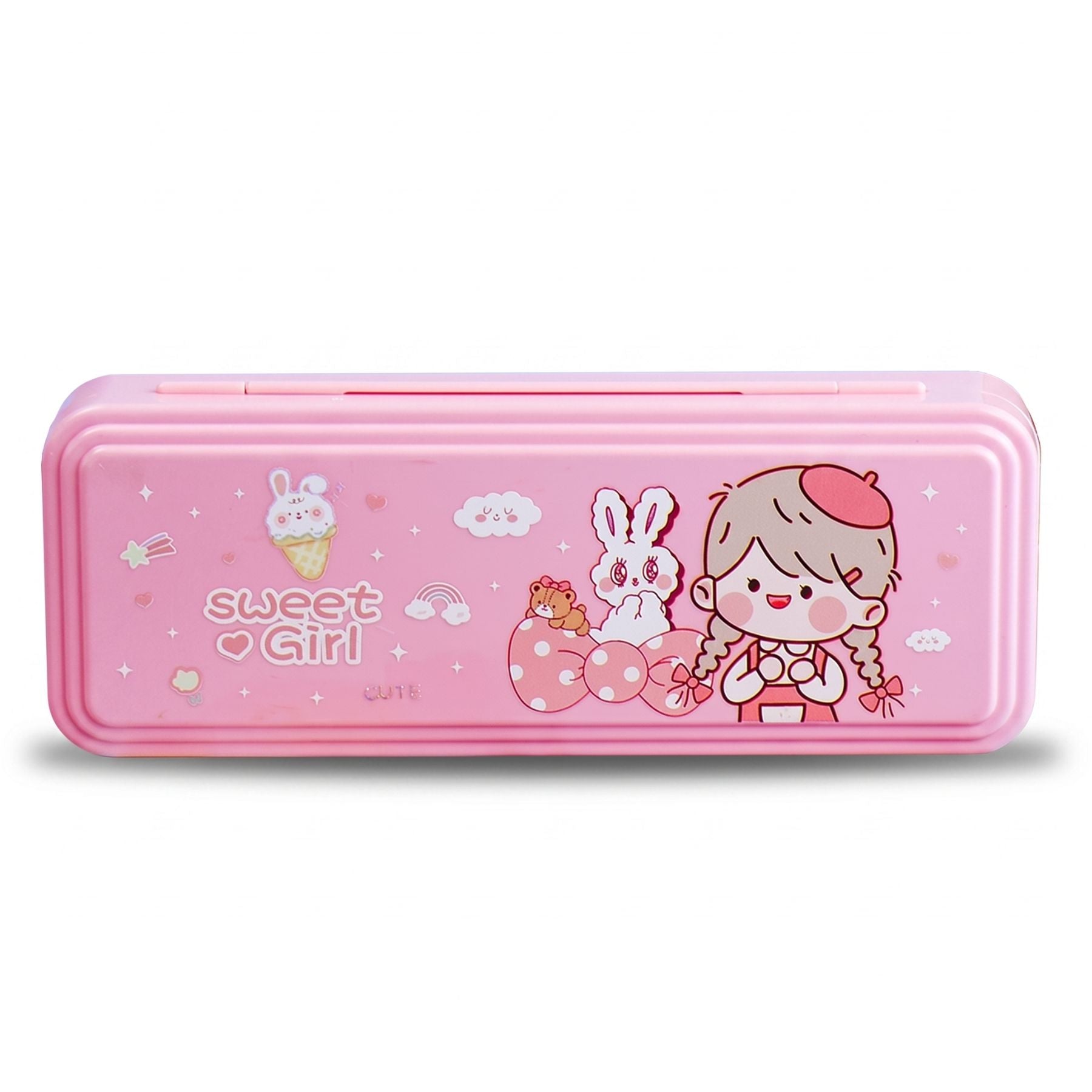 Trousse scolaire petite fille | Cadenas à combinaison | Motif kawaii rose | Protège et organise les fournitures