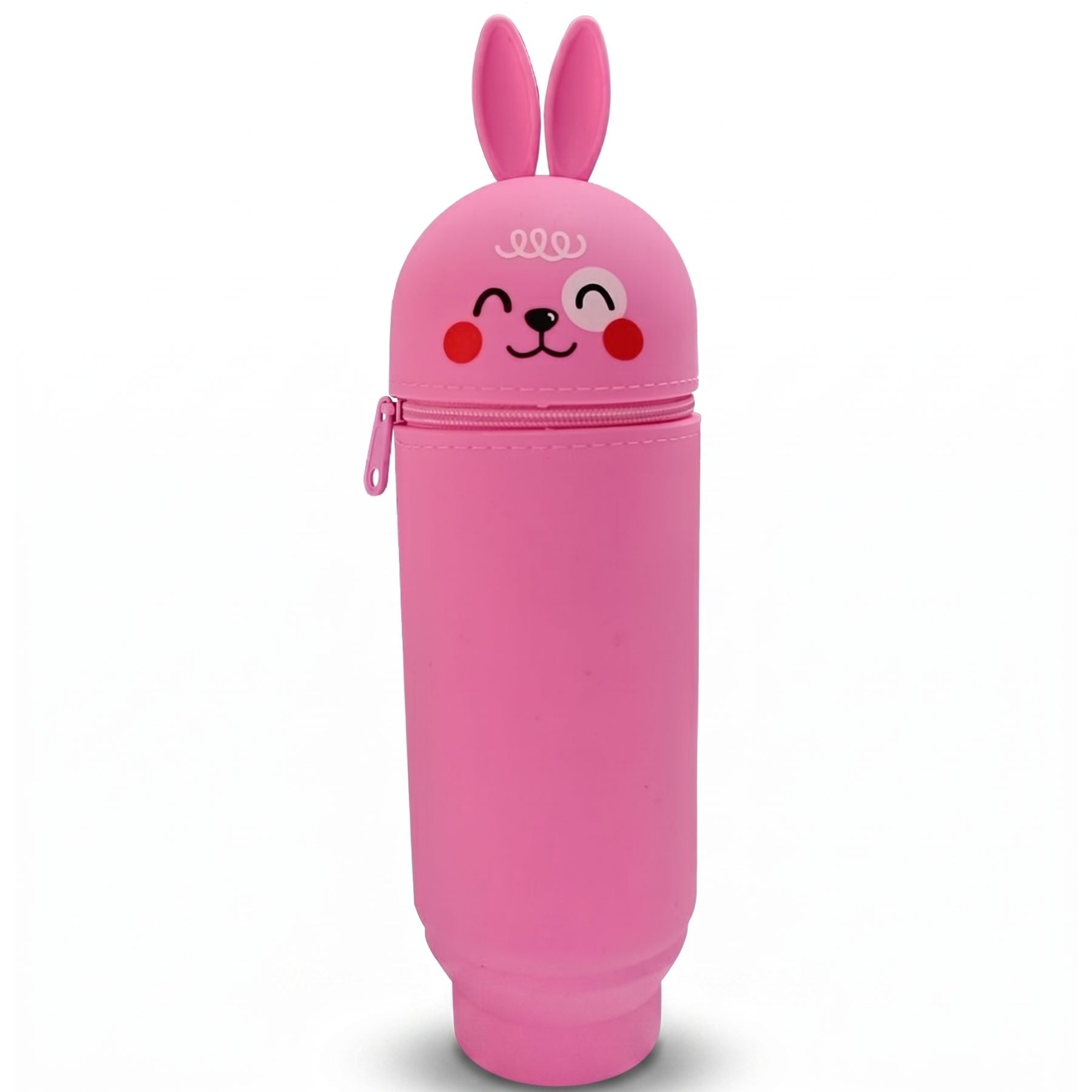 Trousse scolaire silicone lapin | Motif mignon oreilles 3D | Format rigide zippé | Protège les stylos facilement
