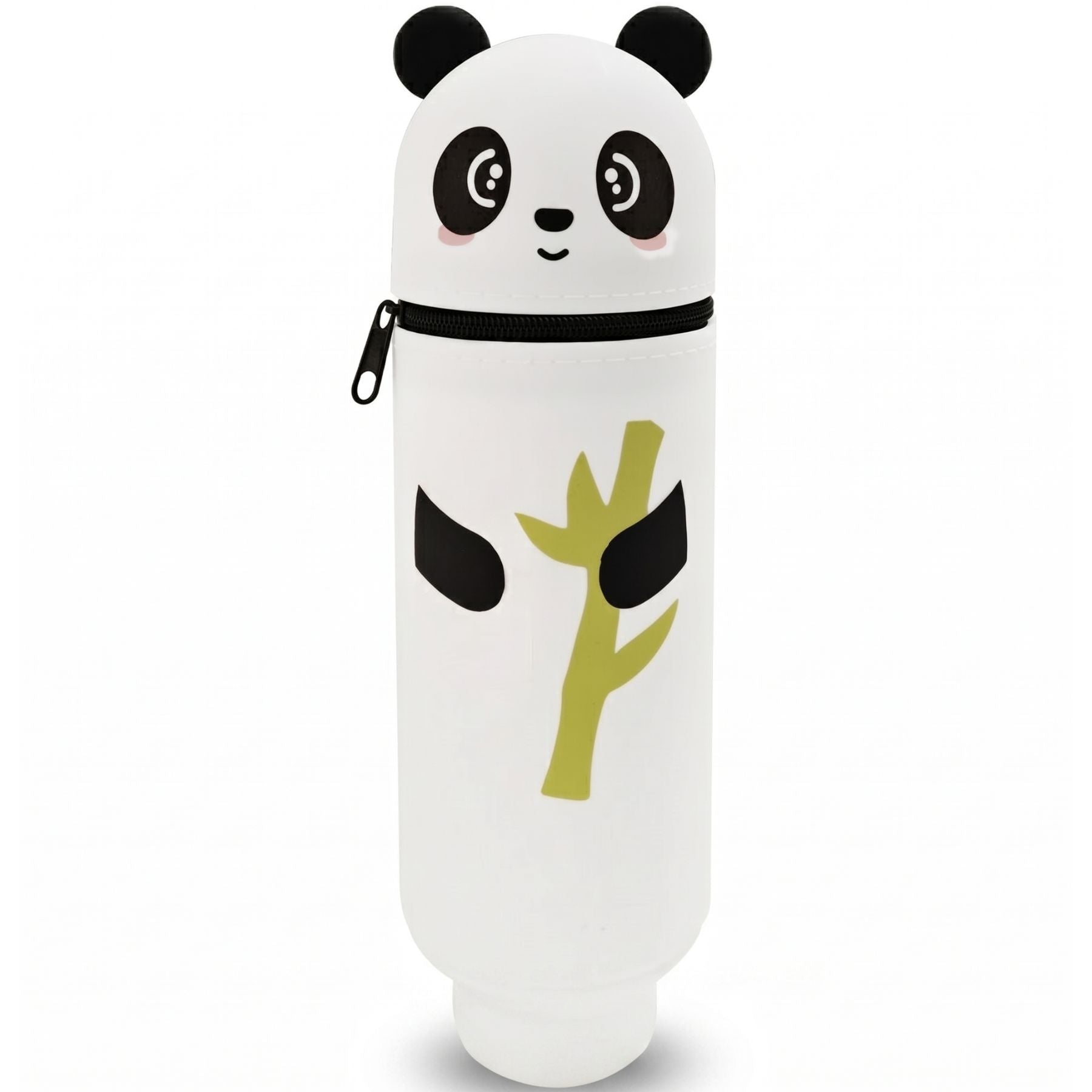 Trousse scolaire silicone panda | Motif bambou | Format tube rigide | Facile à transporter et à nettoyer