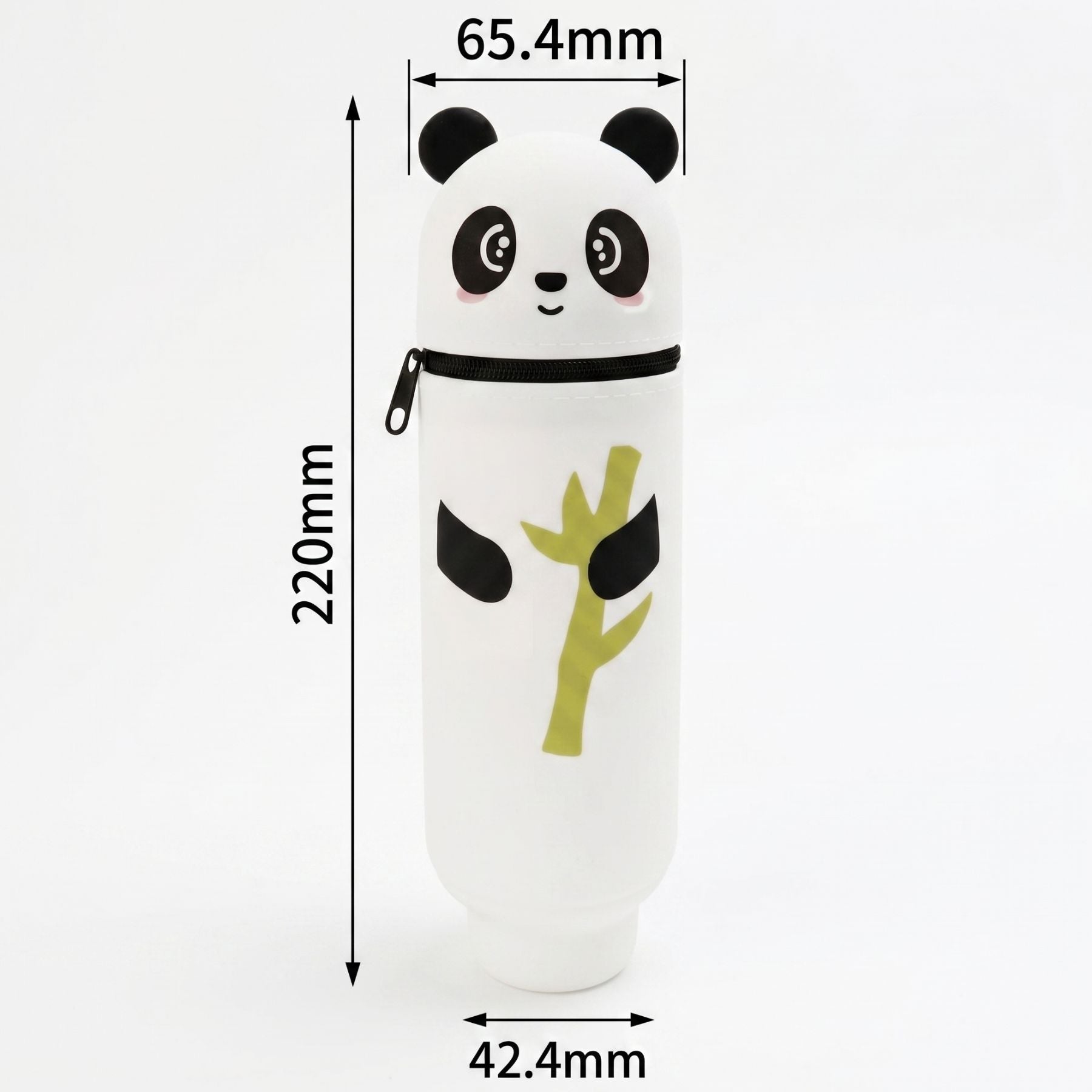 Trousse scolaire silicone panda | Motif bambou | Format tube rigide | Facile à transporter et à nettoyer