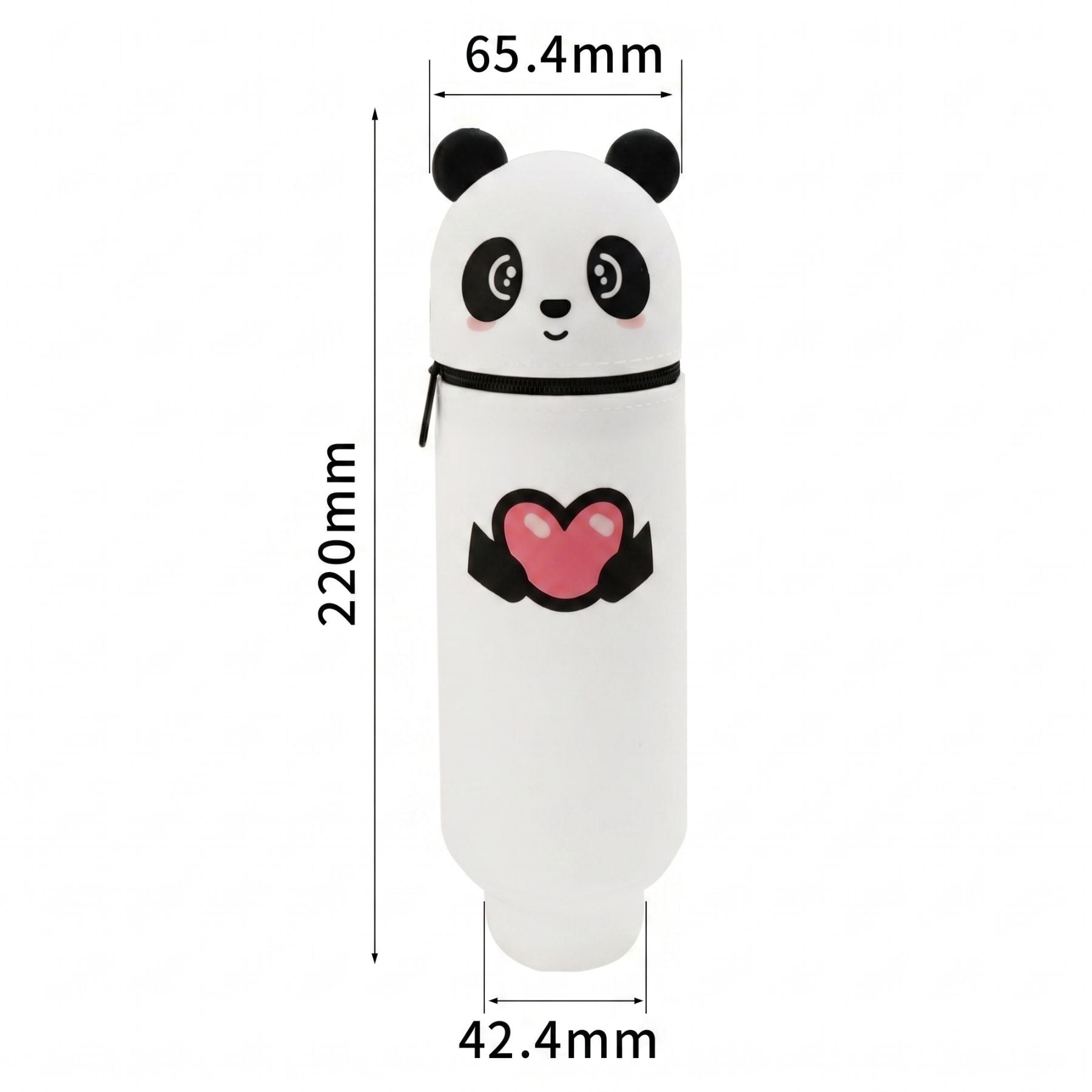 Trousse scolaire silicone panda | Motif cœur | Format tube rigide | Facile à transporter et à nettoyer