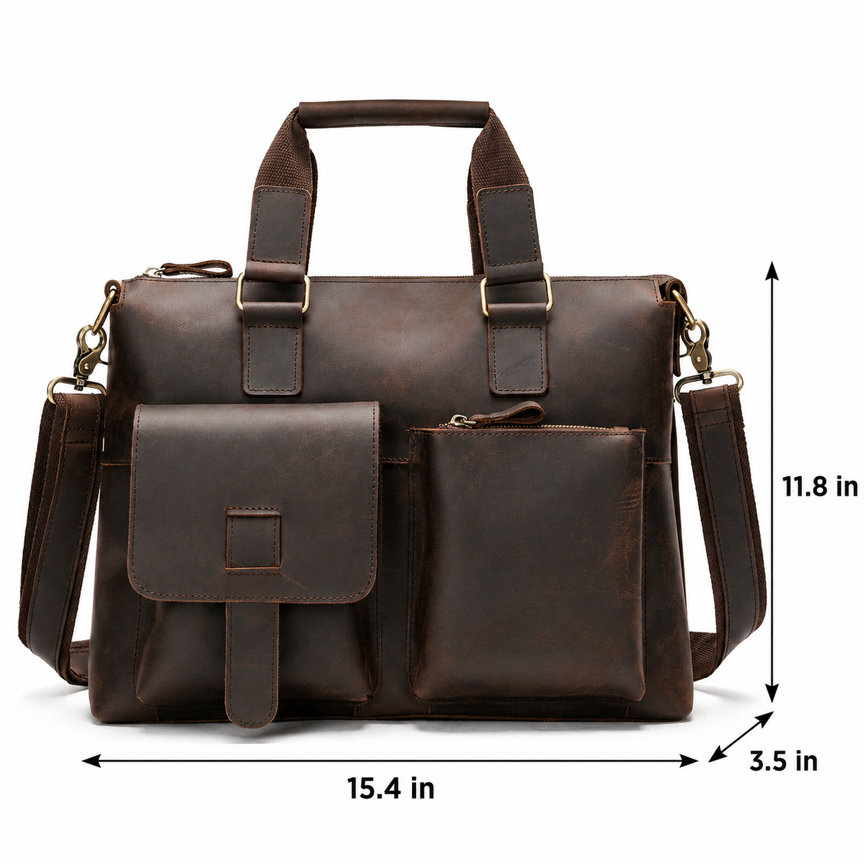 Vintage Leather Business Bag for Men | Fits 14" Laptop | Genuine Cowhide Leather