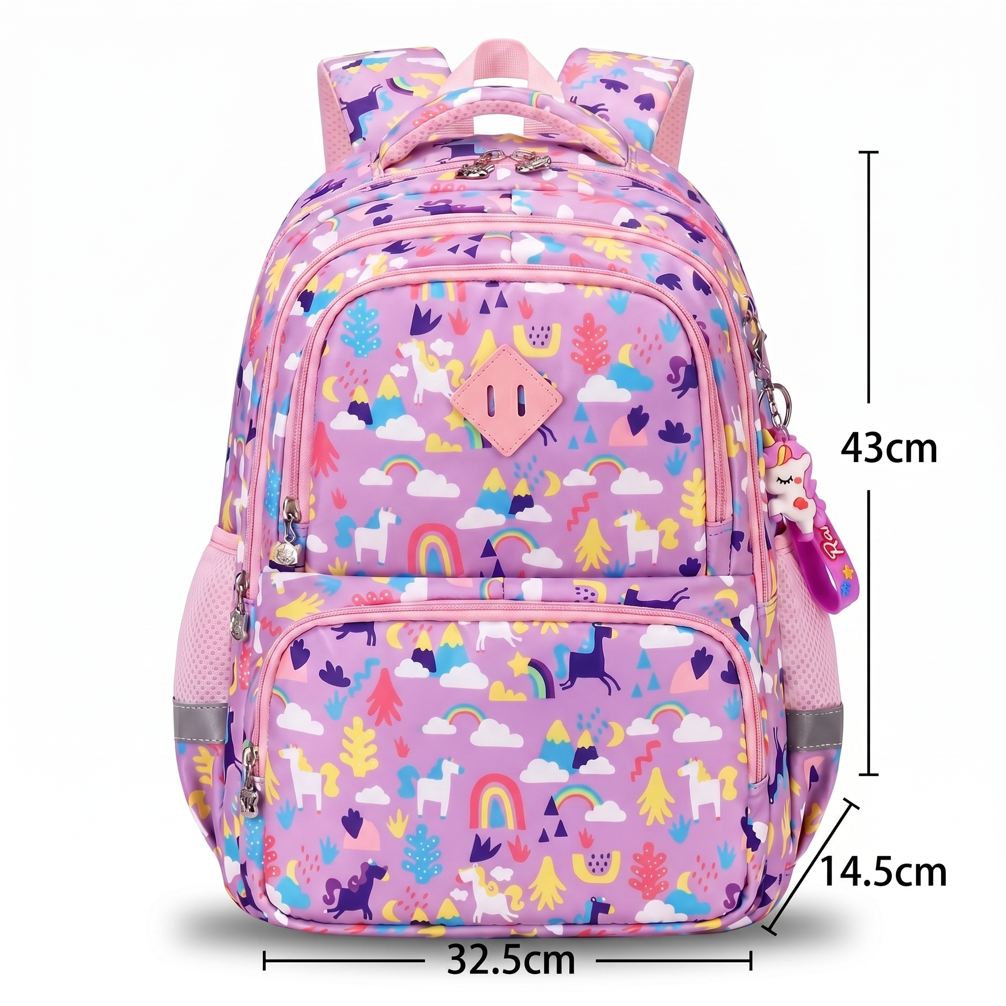 Sac à dos motif Arc-en-ciel et Licorne | Grande capacité | Oxford résistant | Multi-rangements pratiques